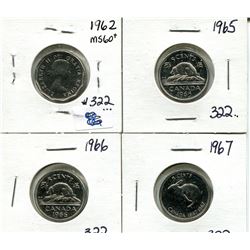 1962, 65, 66, 67 5 cents MS