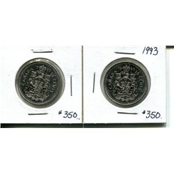 2 1993 50 cents UNC