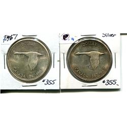 2 1967 silver dollars