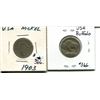 Image 1 : 1903 US 5 cents + buffalo nickel