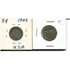 Image 2 : 1903 US 5 cents + buffalo nickel