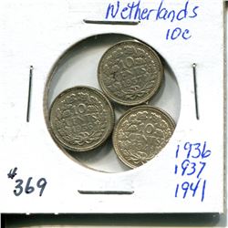 1937, 38, 39 10 cents Netherlands