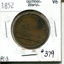 1852 1/2 penny Quebec bank