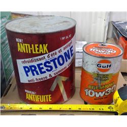 2 Vintage Tins - Prestone & Gulf