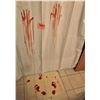 Image 1 : Rare 'blood bath' 68" X 68" shower curtain & 27" X 29" bath mat