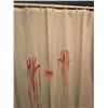 Image 2 : Rare 'blood bath' 68" X 68" shower curtain & 27" X 29" bath mat