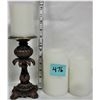 Image 1 : Trio (3) white flameless candles / 8" pedestal battery operated