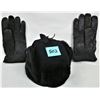 Image 1 : New size 7 faux fur winter hat/ear flaps & pair new size XL leather lined gloves