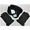 Image 2 : New size 7 faux fur winter hat/ear flaps & pair new size XL leather lined gloves