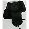 Image 4 : YPAN size 59 Russian Ushanka black fur winter hat with flaps & military badge