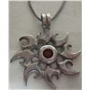 Image 3 : 17" .925 Sterling Silver chain/abstract pendant has red stone inset custom silver spoon size 6.5 rin