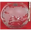Image 2 : Rare 9" clear glass bowl WORLD GLOBE with etched frosted continents