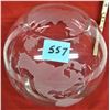 Image 3 : Rare 9" clear glass bowl WORLD GLOBE with etched frosted continents