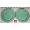 Image 1 : Pair (2) Fire King 9" Jadite Restaurant wear dinner plates - vintage