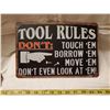 Image 1 : Tool Rules tin sign