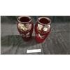 Image 1 : 2 Royal Ruby Anchor Glass Vases