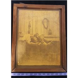 Bathtub Print Wood Frame