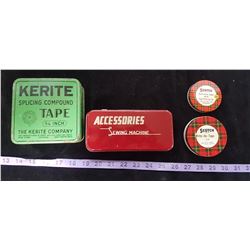 5 X Sewing Related Vintage Tins