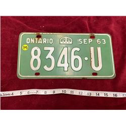 1963 Ontario License Plate