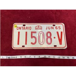 1965 Ontario License Plate