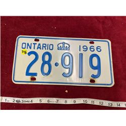 1966 Ontario License Plate