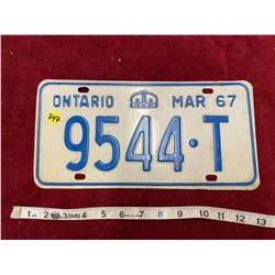 1967 Ontario License Plate