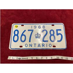 1968 Ontario License Plate