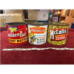(3) Assorted Peanut Butter Tins
