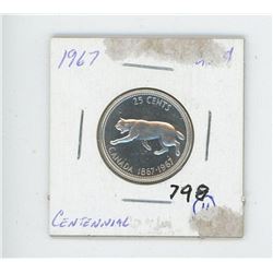 1967 Centennial 25 Cent Coin