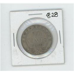 1919 Newfoundland Canada 50 Cent Coin