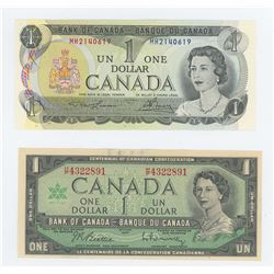(2) Canada 1$ Bill - (1) 1967 (1) 1973