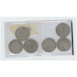 (6) 25 Cent Coins (1940's-50's)