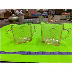 2 Depression Glass Creamers ( Pink Chevron)
