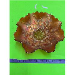 Carnival Glass Bowl 9" Ruffled Edge