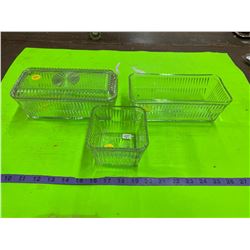 3 Refridgerator Dishes 1 With Lid