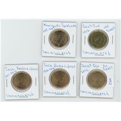 Lot of 5 Loonies - 1 Terry Fox; 2 SK Roughriders; 1 Grey Cup…
