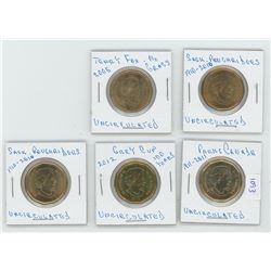 Lot of 5 Loonies - 1 Parks Canada; 1 Grey Cup; 1 Terry Fox…