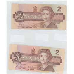 2 - $2 Bills 1986 & 2 - $1 Bills 1973 …see more