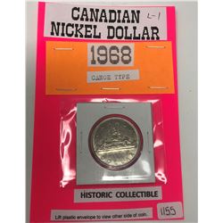 1968 Canadian Nickel Dollar- About UNC.