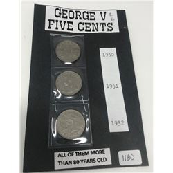 George V 5 Cents 1930, 1931, And 1932