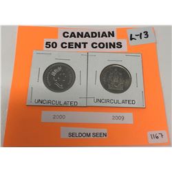 Canadian 50 Cents Pieces Uncirculated-2000 And 2009