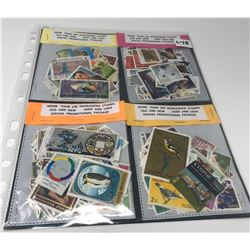 Four 100 Stamps Package-Nice Assortments-Canada, U.S, Foreign