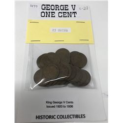 George V One Cent-Package Of 25 Coins 1920 To 1936