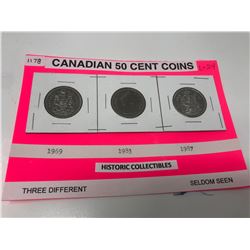 Canadian 50 Cents 1969, 1983, And 1987