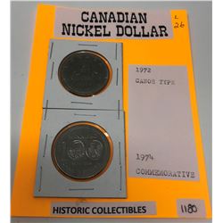 Canadian Nickel Dollars-1972 Canoe Type, 1974 Commemorative