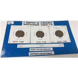 George V One Cent 1916, 1917, And 1918-All Very Fine U.S. One Cent