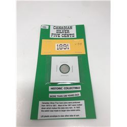 Queen Victoria Silver 5 Cents 1891