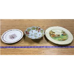 2 Plates + Bowl Both Plates Made In England