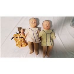 Lot 3 Vintage Dolls