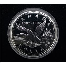 1997 10th Anniversary Silver Proof Loon Dollar